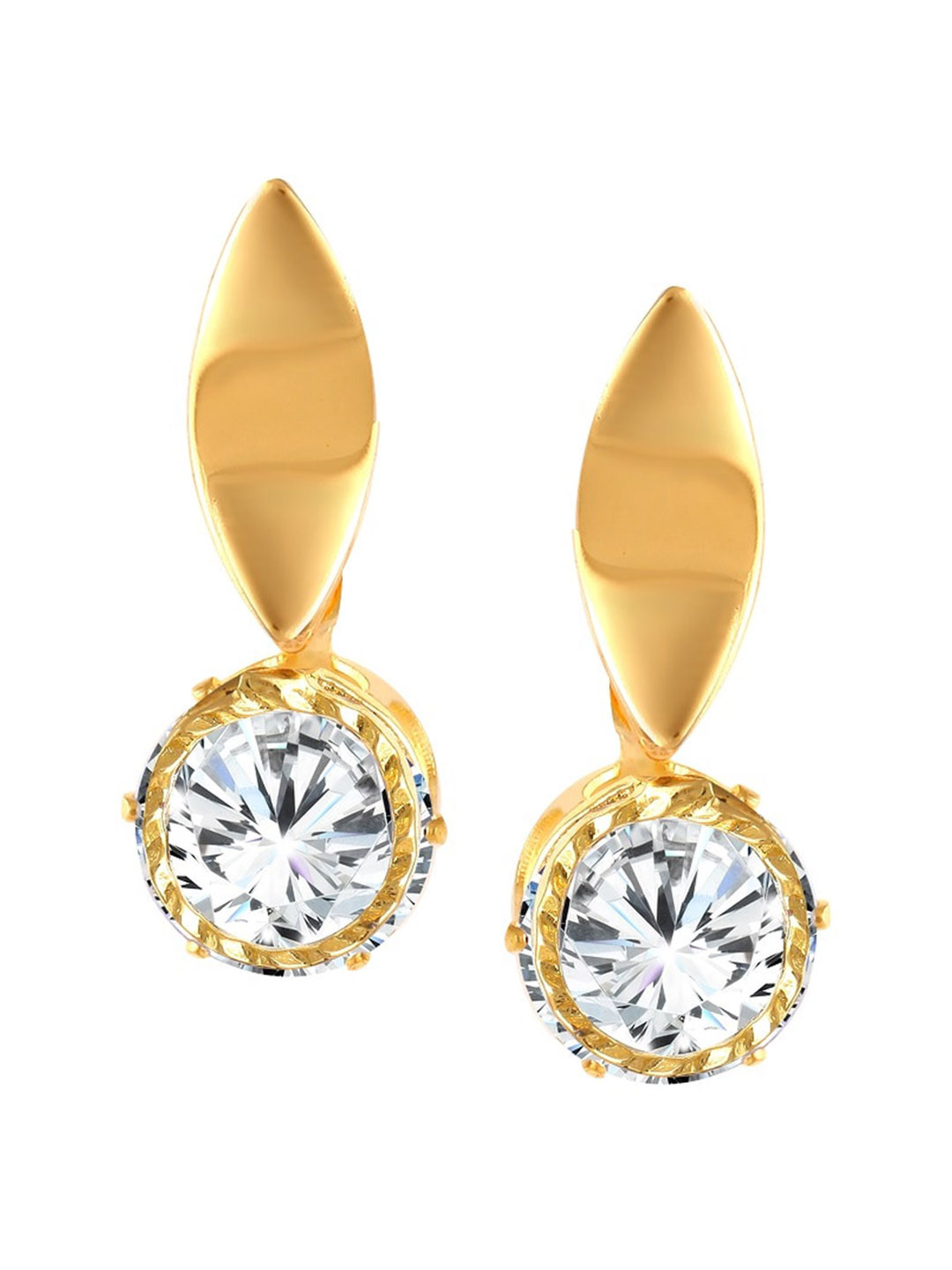

Vighnaharta Gold-Plated Cubic Zirconia Floral Drop Earrings