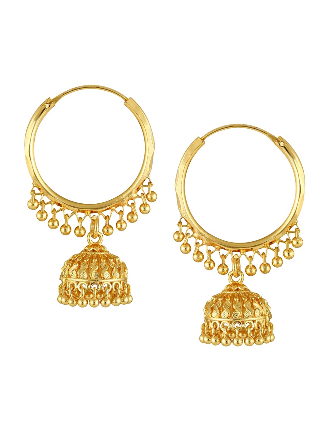 

Vighnaharta Gold-Plated Circular Hoop Earrings