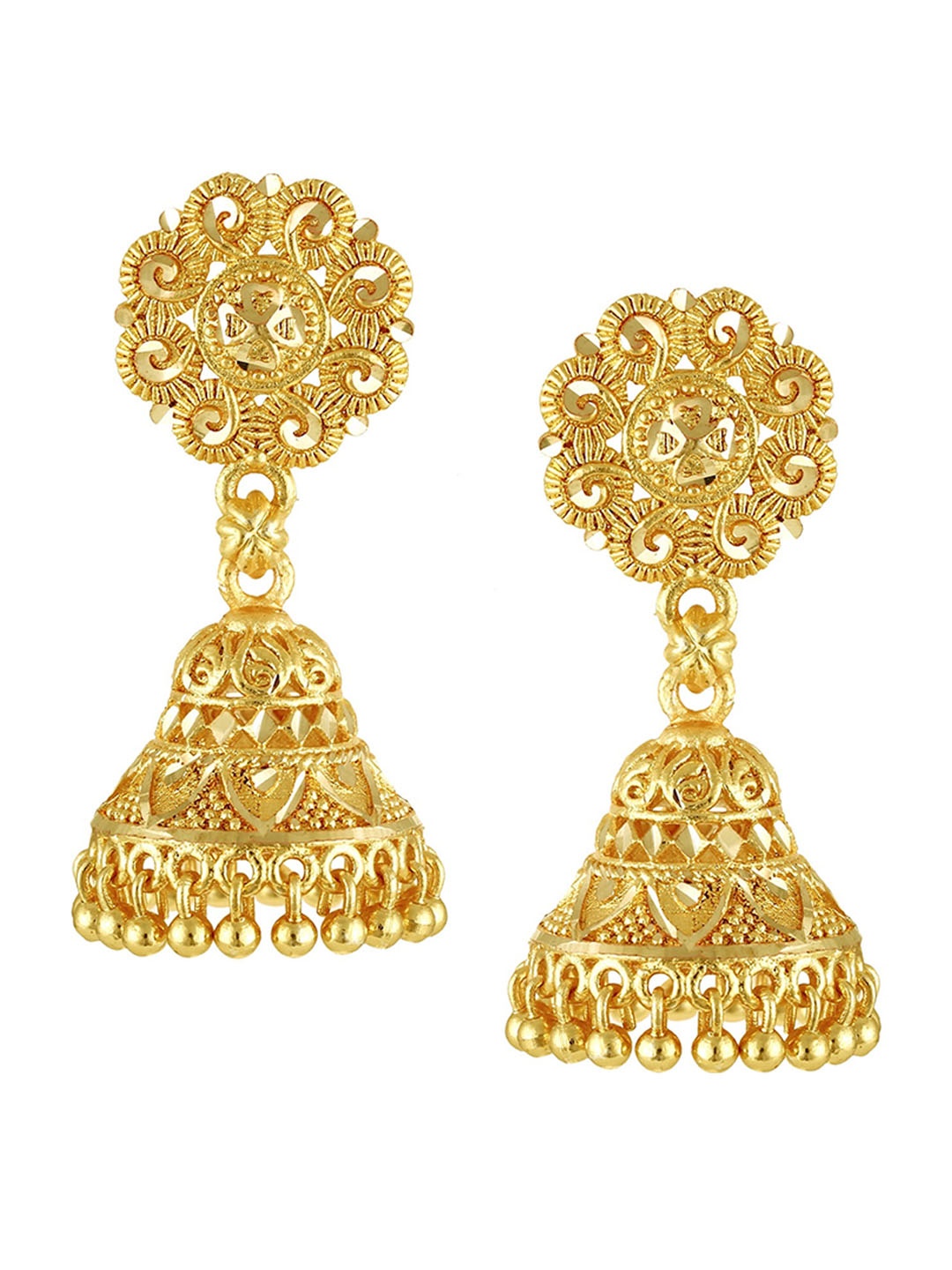 

Vighnaharta Gold-Plated Floral Jhumkas