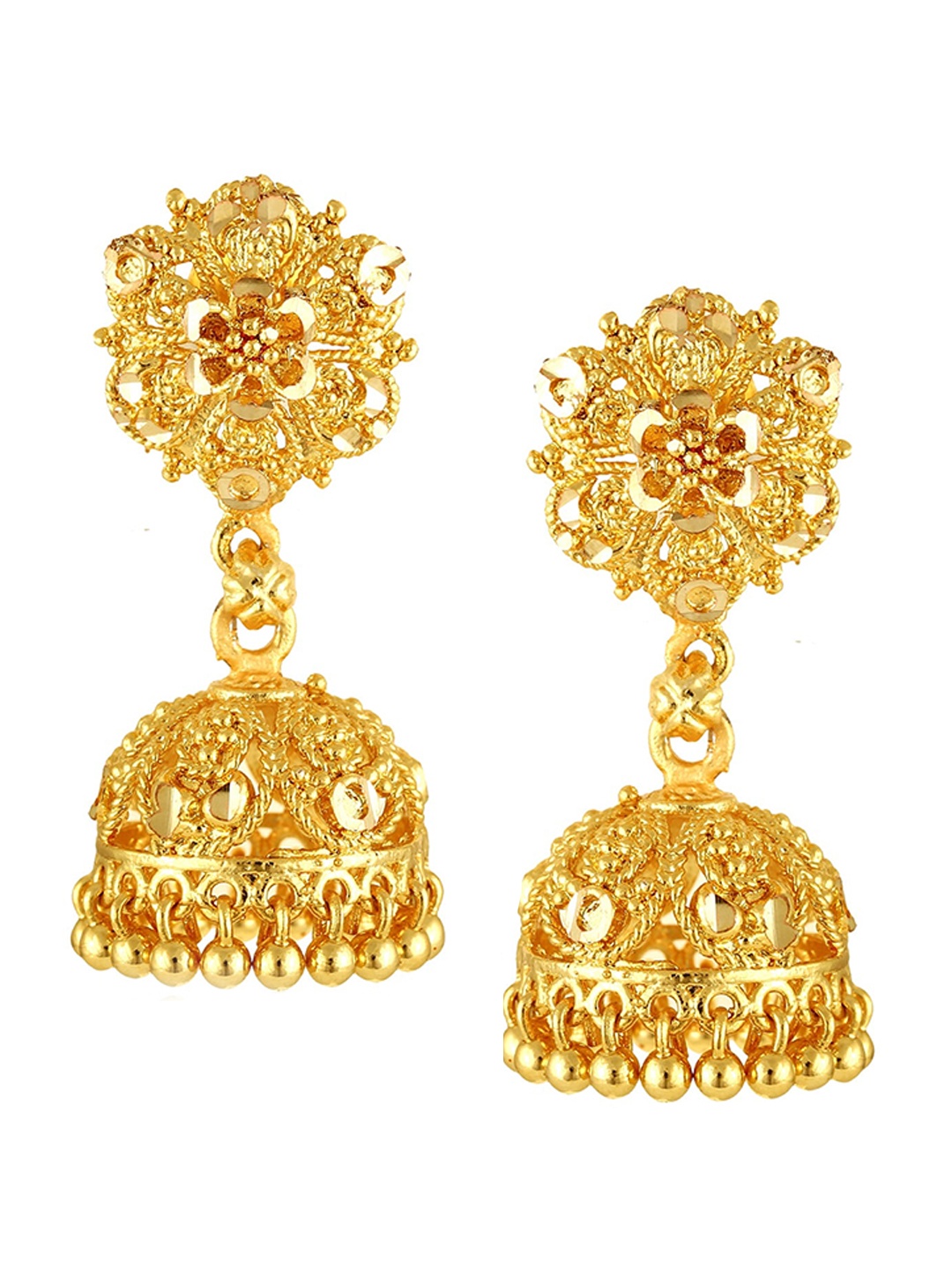 

Vighnaharta Gold-Plated Floral Jhumkas