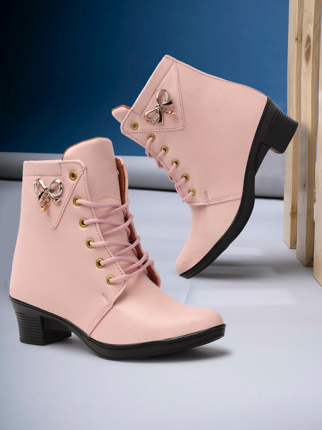 

Krafter Women Embellished Heeled Regular Boots, Pink