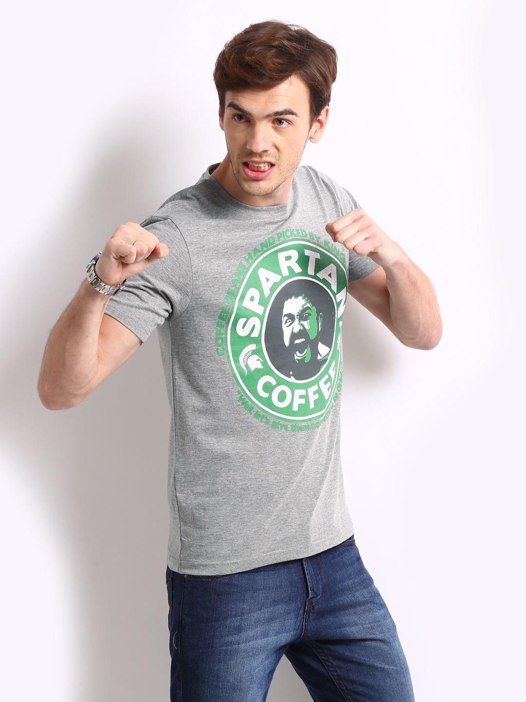 

Kook N Keech Grey Spartan Pure Cotton T-shirt - SELLING FAST