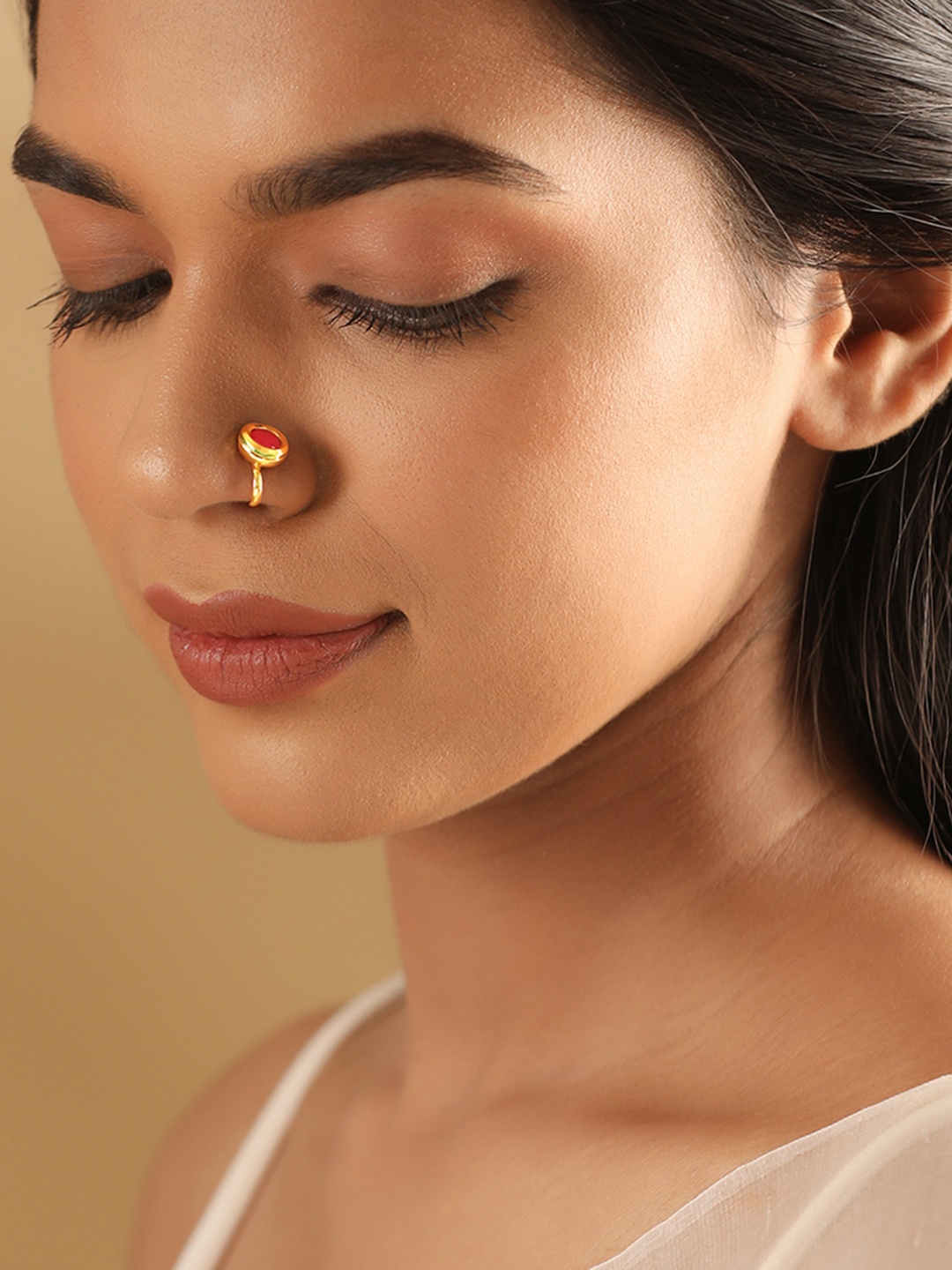 

Rubans Gold-Plated CZ Studded Minimal Nosepin