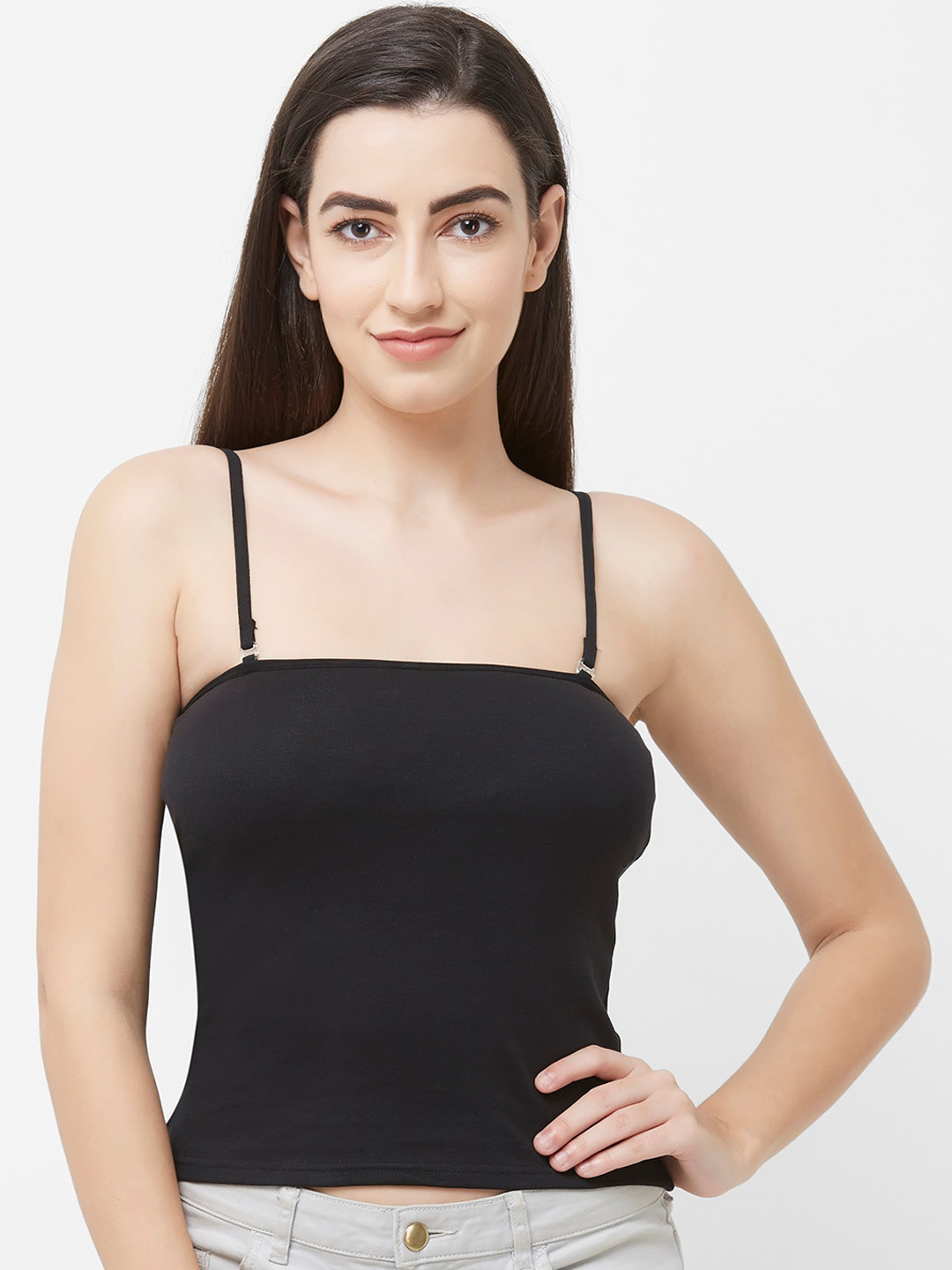 

NOIRA Lightly Padded Detachable Straps Cotton Camisole, Black
