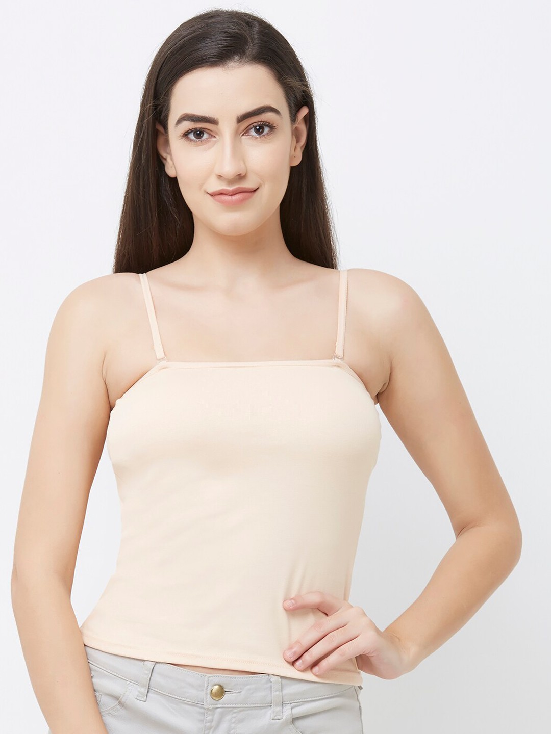 

NOIRA Lightly Padded Cotton Camisoles, Beige