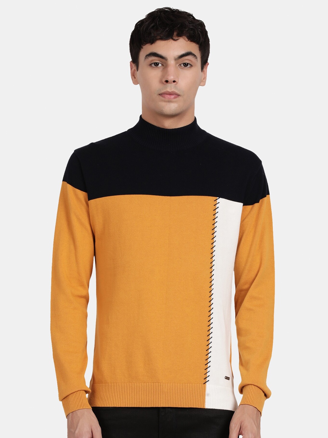 

t-base Colourblocked Pullover Cotton Sweatshirt, Yellow