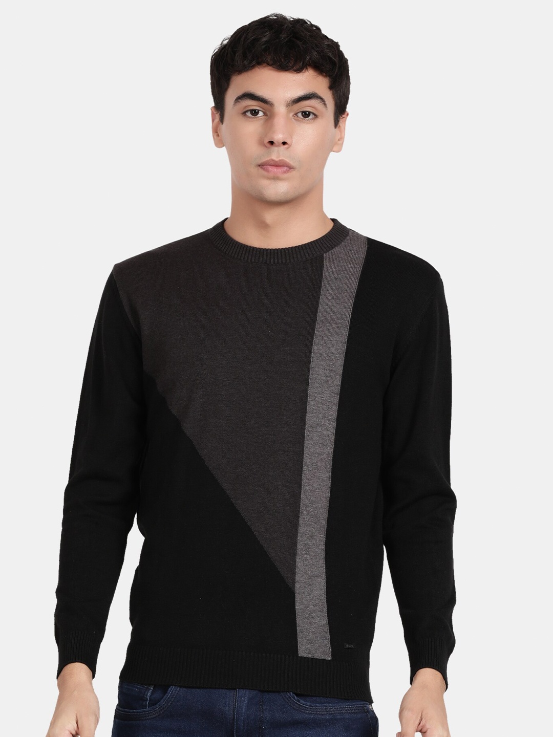 

t-base Colourblocked Cotton Pullover Sweatshirt, Black