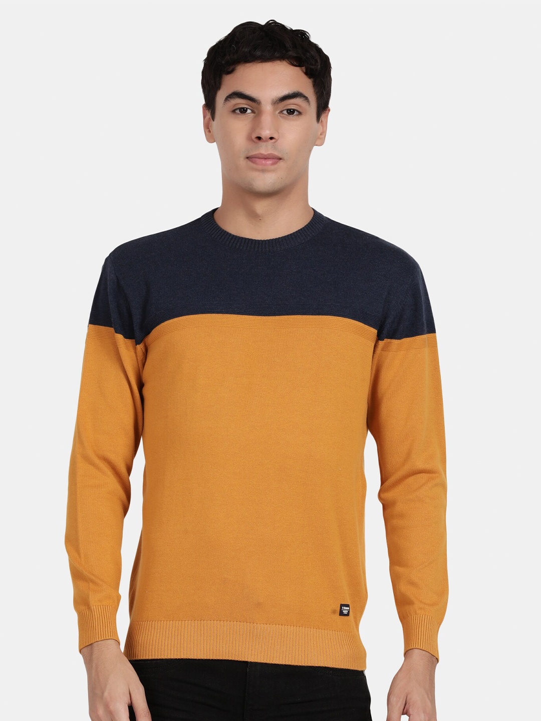 

t-base Colourblocked Ribbed Cotton Pullover, Yellow