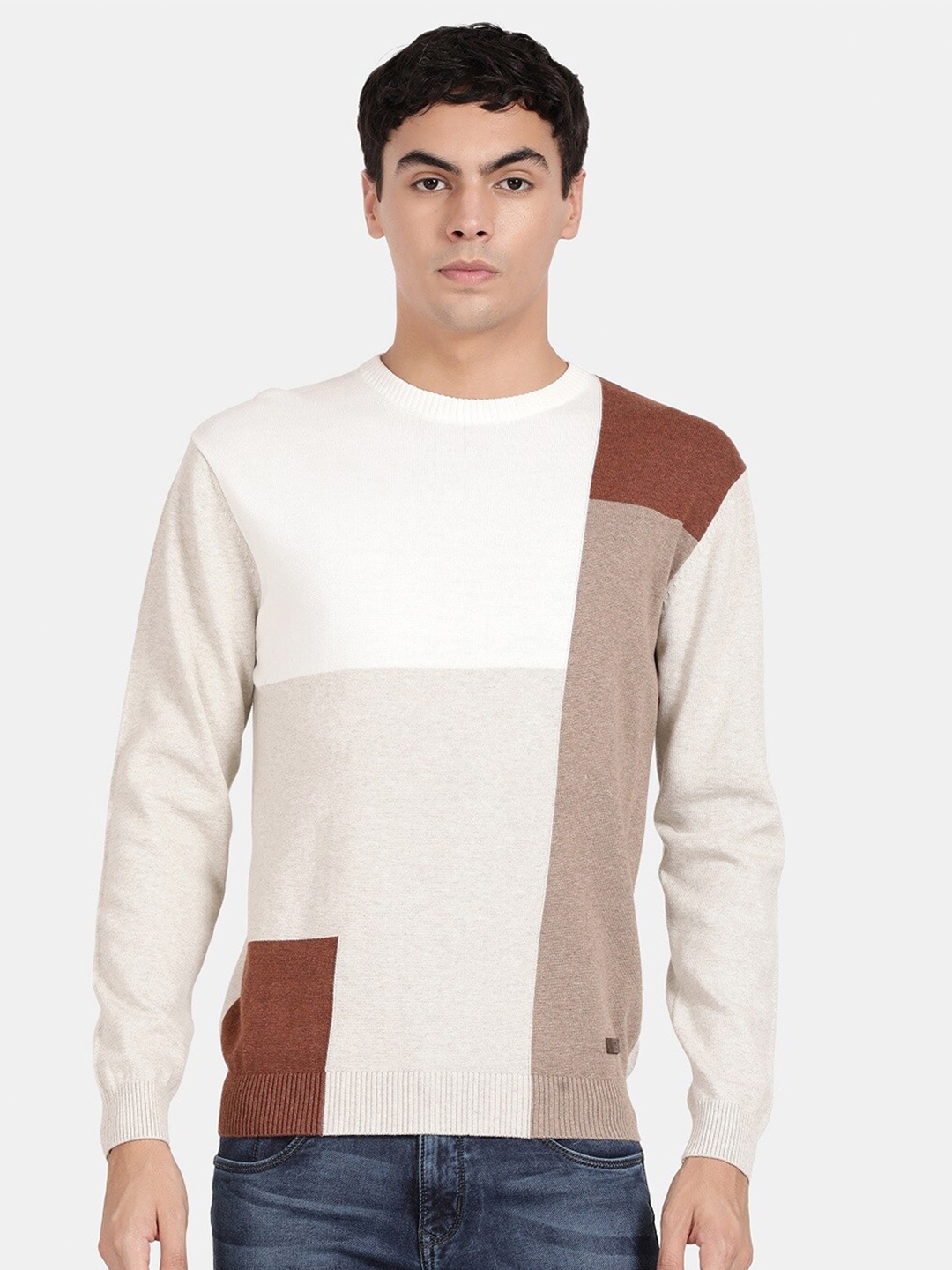 

t-base Colourblocked Cotton Pullover Sweatshirt, Grey