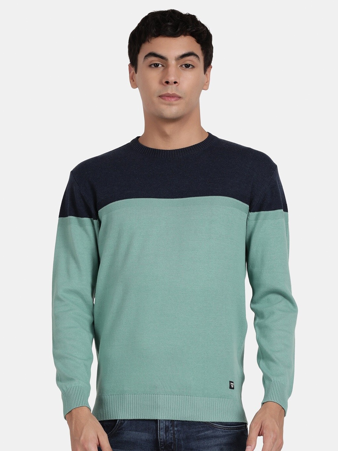 

t-base Colourblocked Cotton Pullover, Green