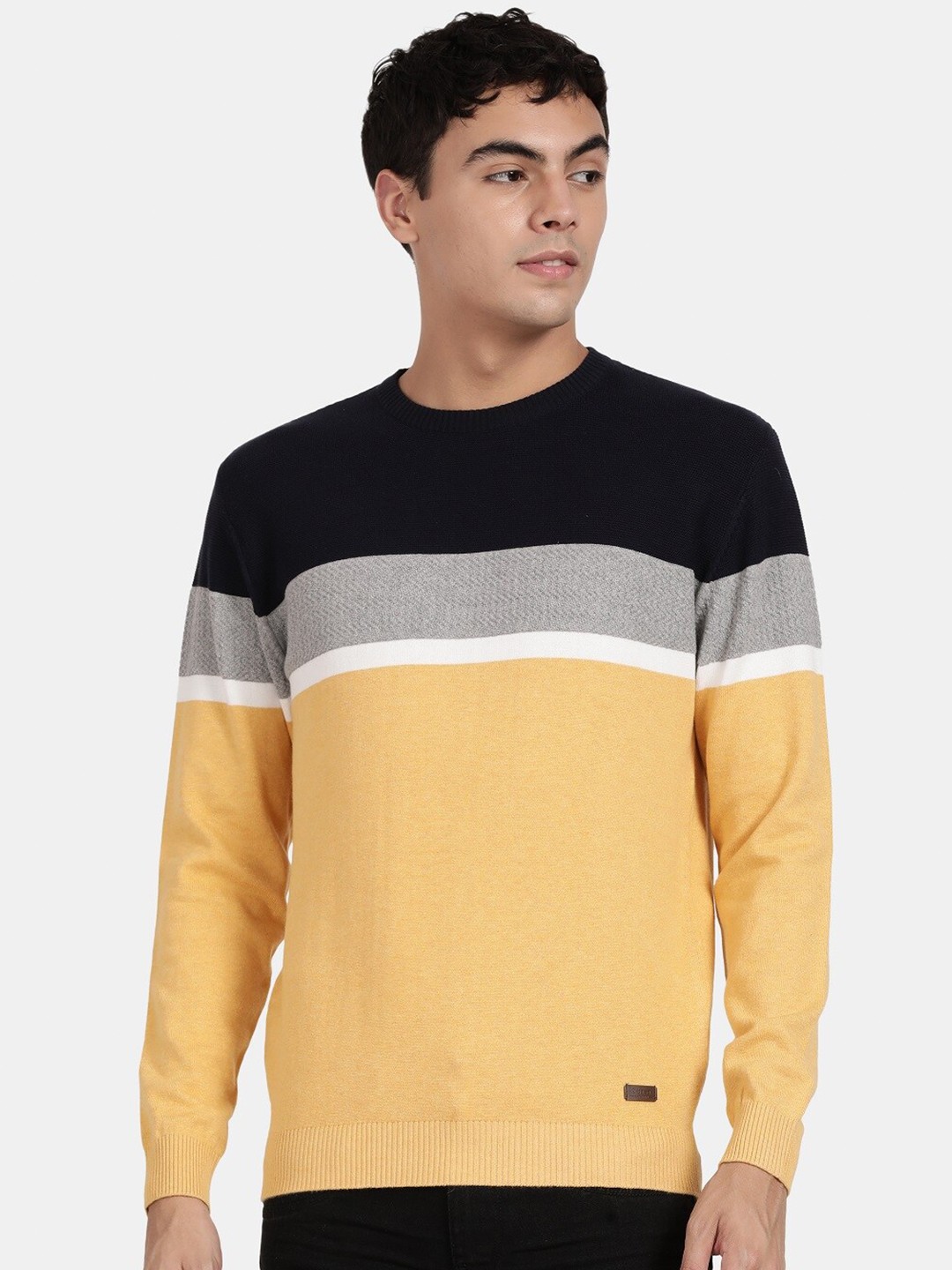

t-base Colourblocked Cotton Pullover, Yellow