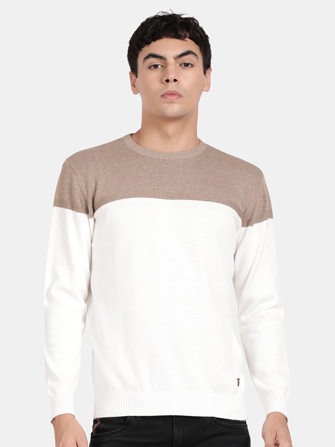 

t-base Colourblocked Cotton Pullover, Off white