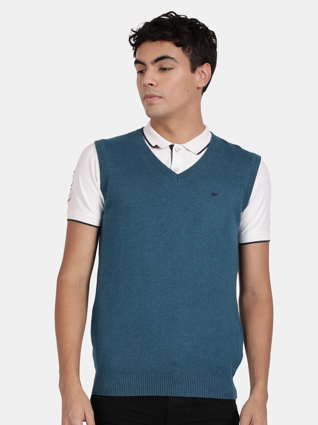 

t-base Sleeveless Cotton Sweater Vest, Blue