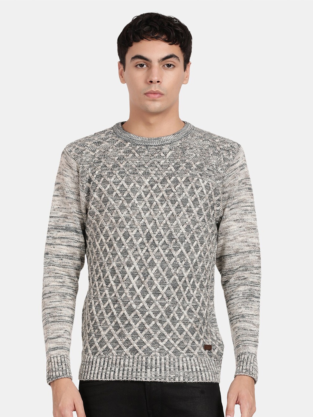 

t-base Self Design Woollen Pullover Sweatshirt, Grey