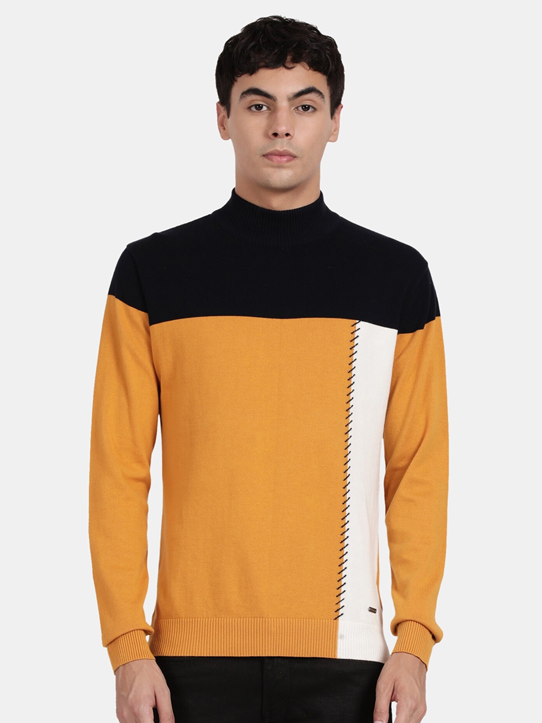 

t-base Colourblocked Pullover Cotton Sweatshirt, Yellow