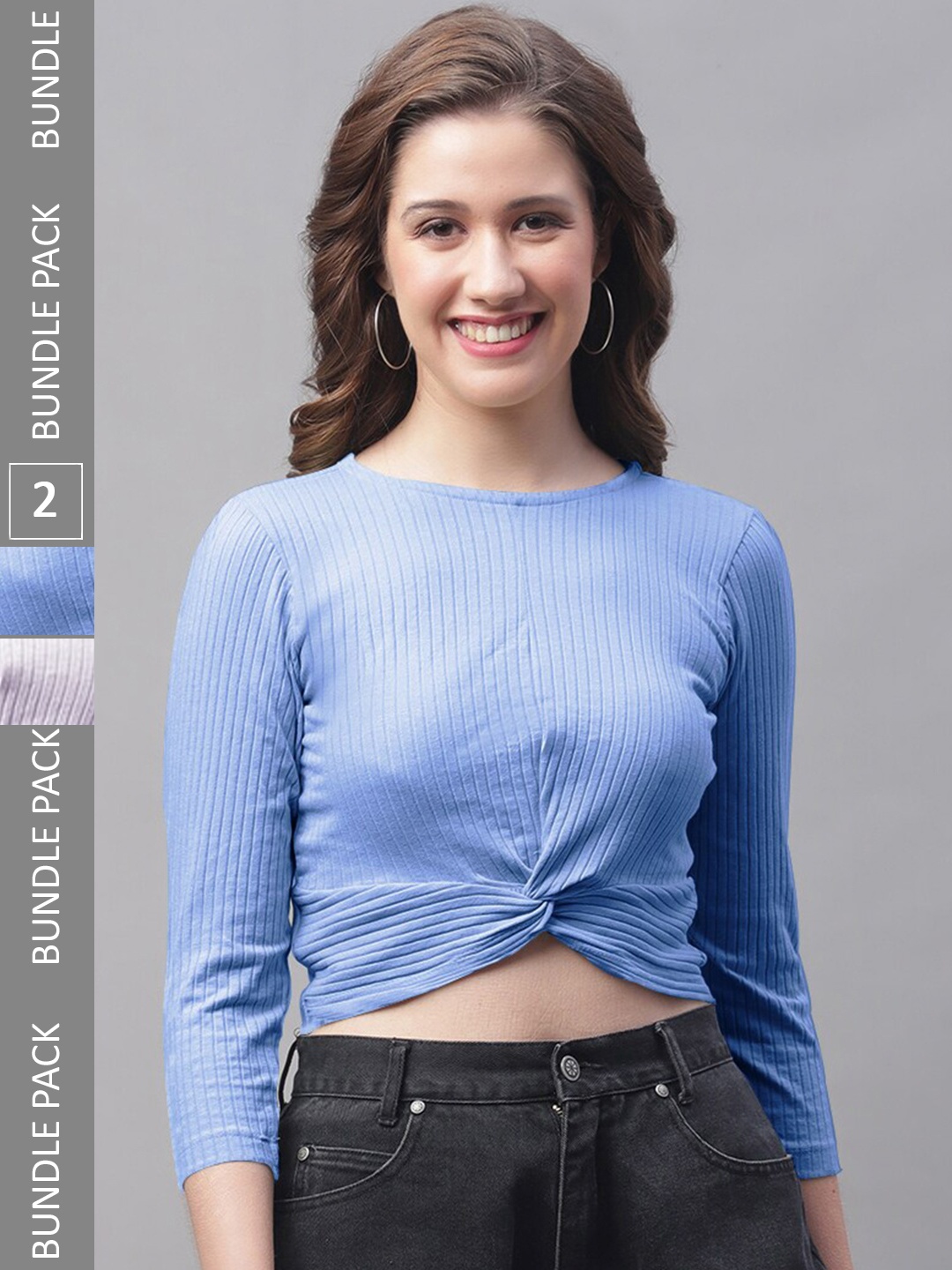 

Friskers Pack Of 2 Twisted Crop Top, Blue