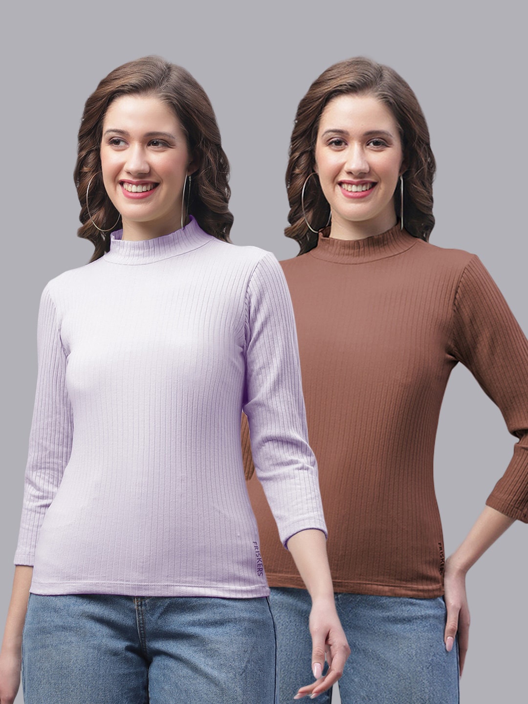 

Friskers Pack Of 2 High Neck Skin Friendly Fitted Top, Lavender