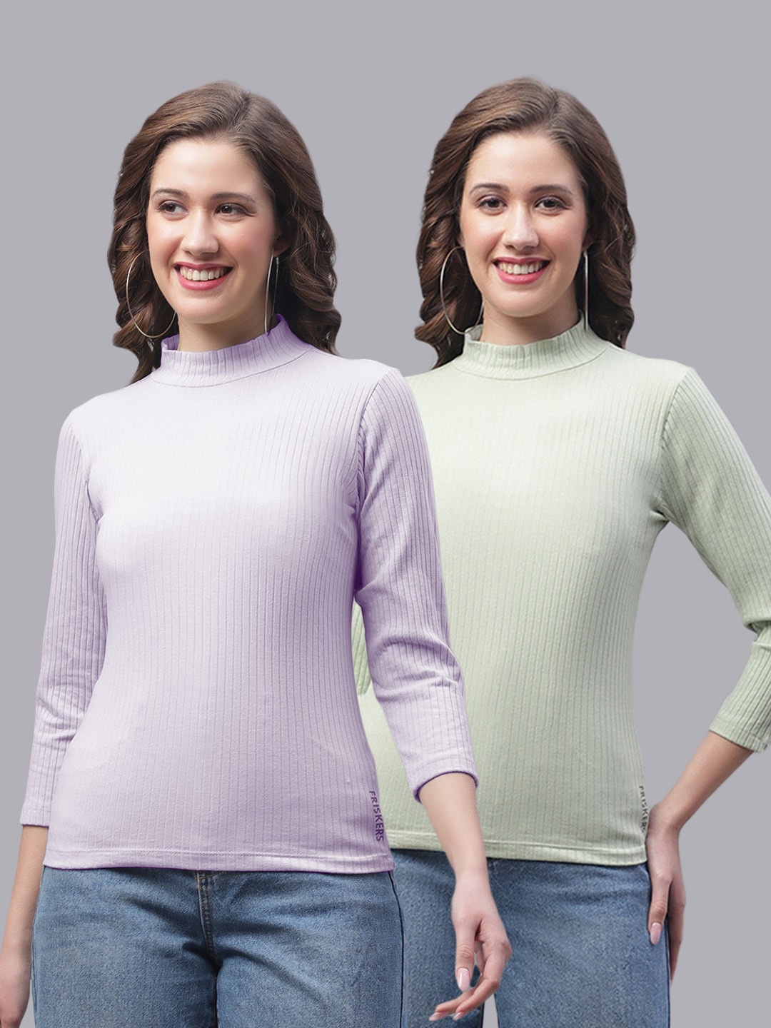 

Friskers Pack Of 2 High Neck Skin Friendly Fitted Top, Lavender