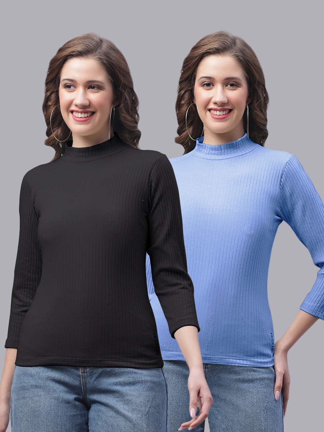 

Friskers Pack Of 2 High Neck Skin Friendly Fitted Top, Black