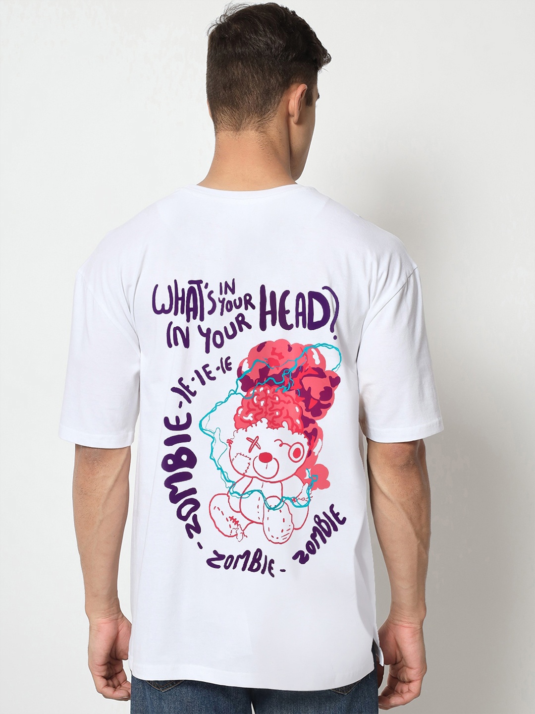 

COMICSENSE Bio Finish Typography Printed Drop Shoulder Sleeves Oversized Cotton T-shirt, White