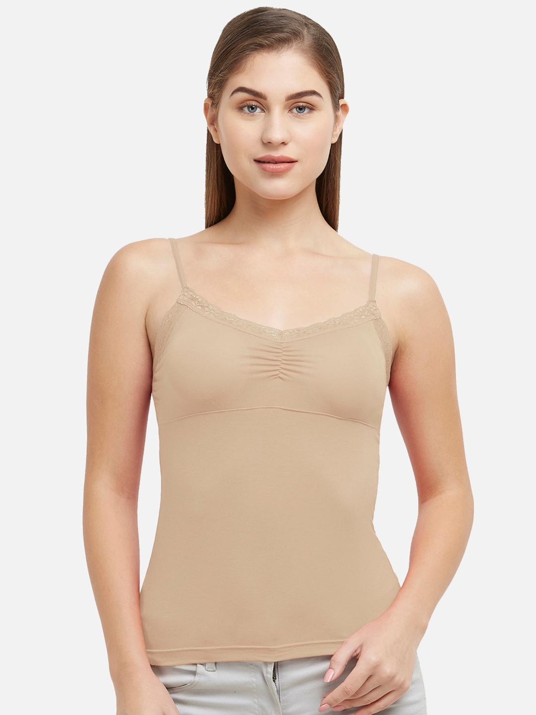 

NOIRA Non-Padded Lace Detailed Cotton Camisole, Beige