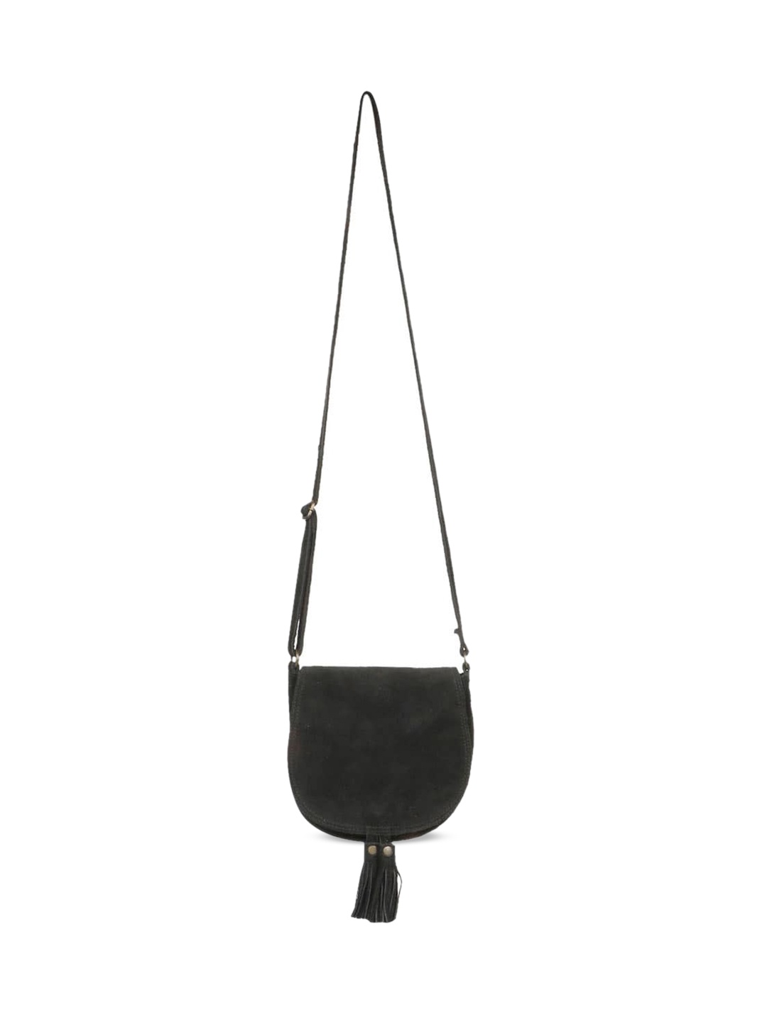 

Saint G Leather Structured Sling Bag With Tasselled, Black