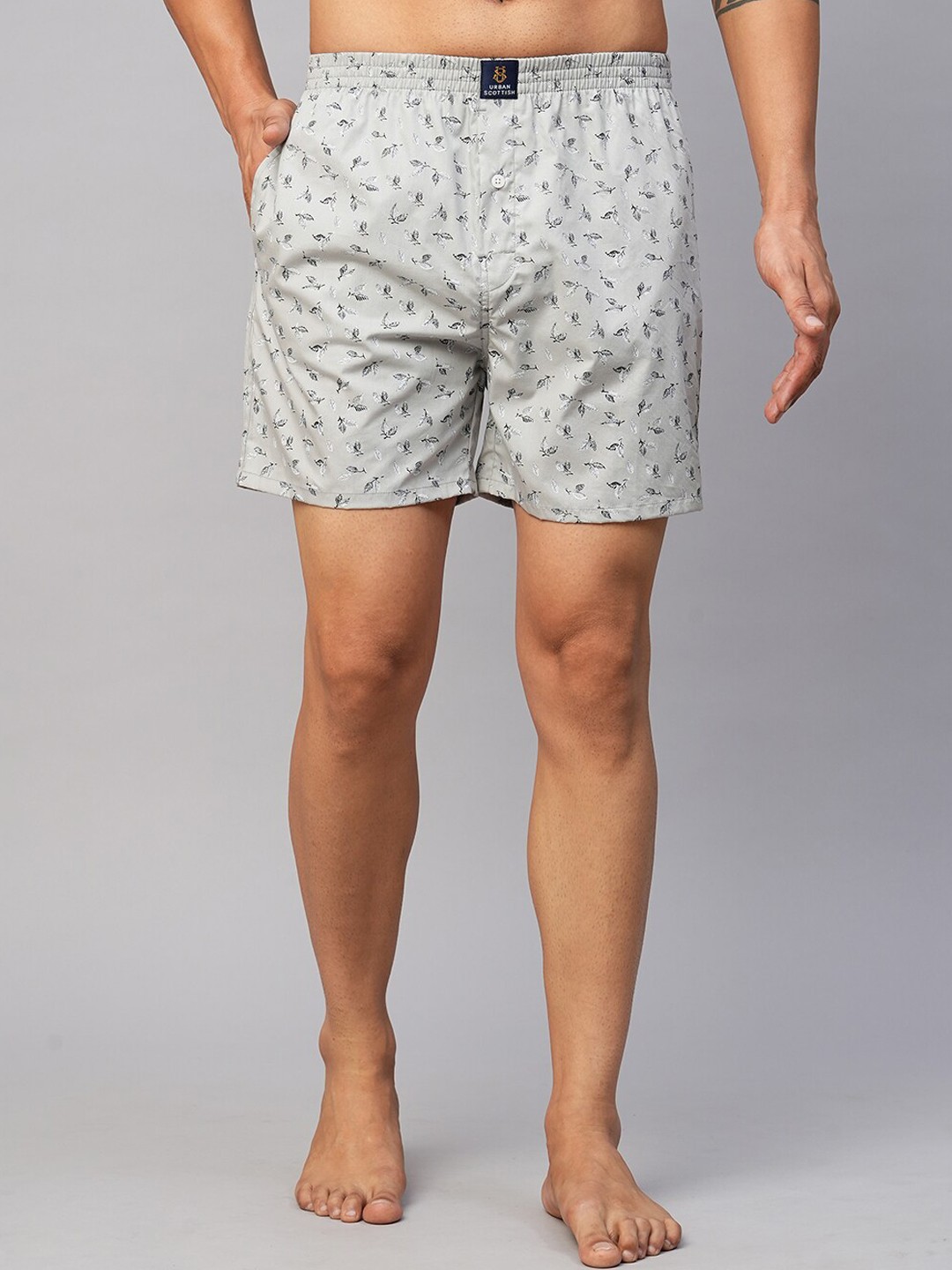 

URBAN SCOTTISH Pure Cotton Boxer- USBX032, Grey
