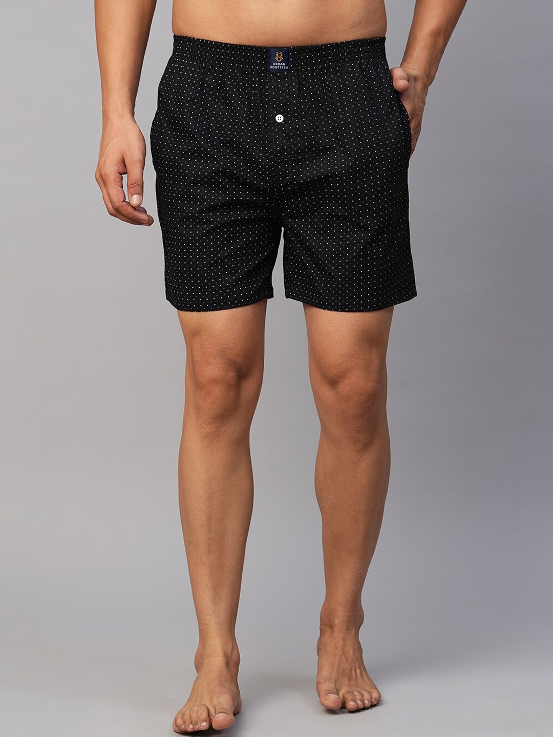 

URBAN SCOTTISH Printed Pure Cotton Boxers USBX040, Black