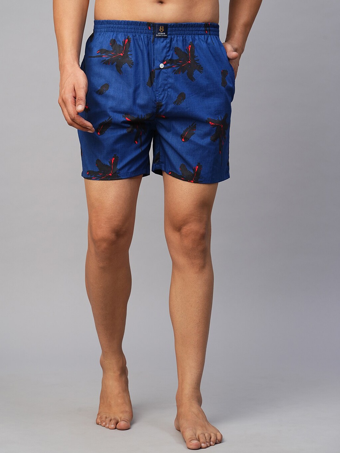 

URBAN SCOTTISH Printed Pure Cotton Boxers USBX035, Blue