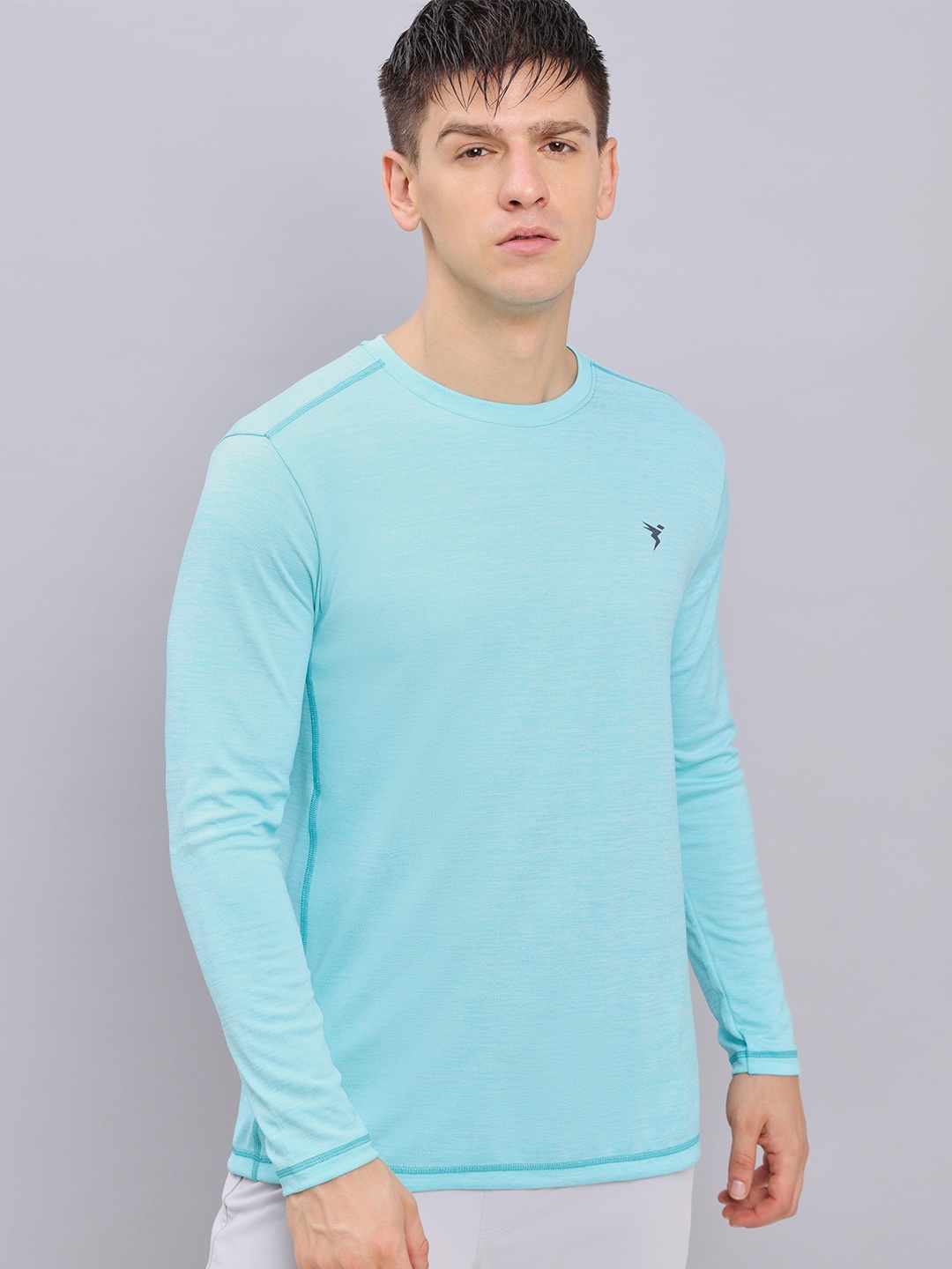 

Technosport Crew Neck Long Sleeves Antimicrobial Slim Fit Sports T-shirt, Blue