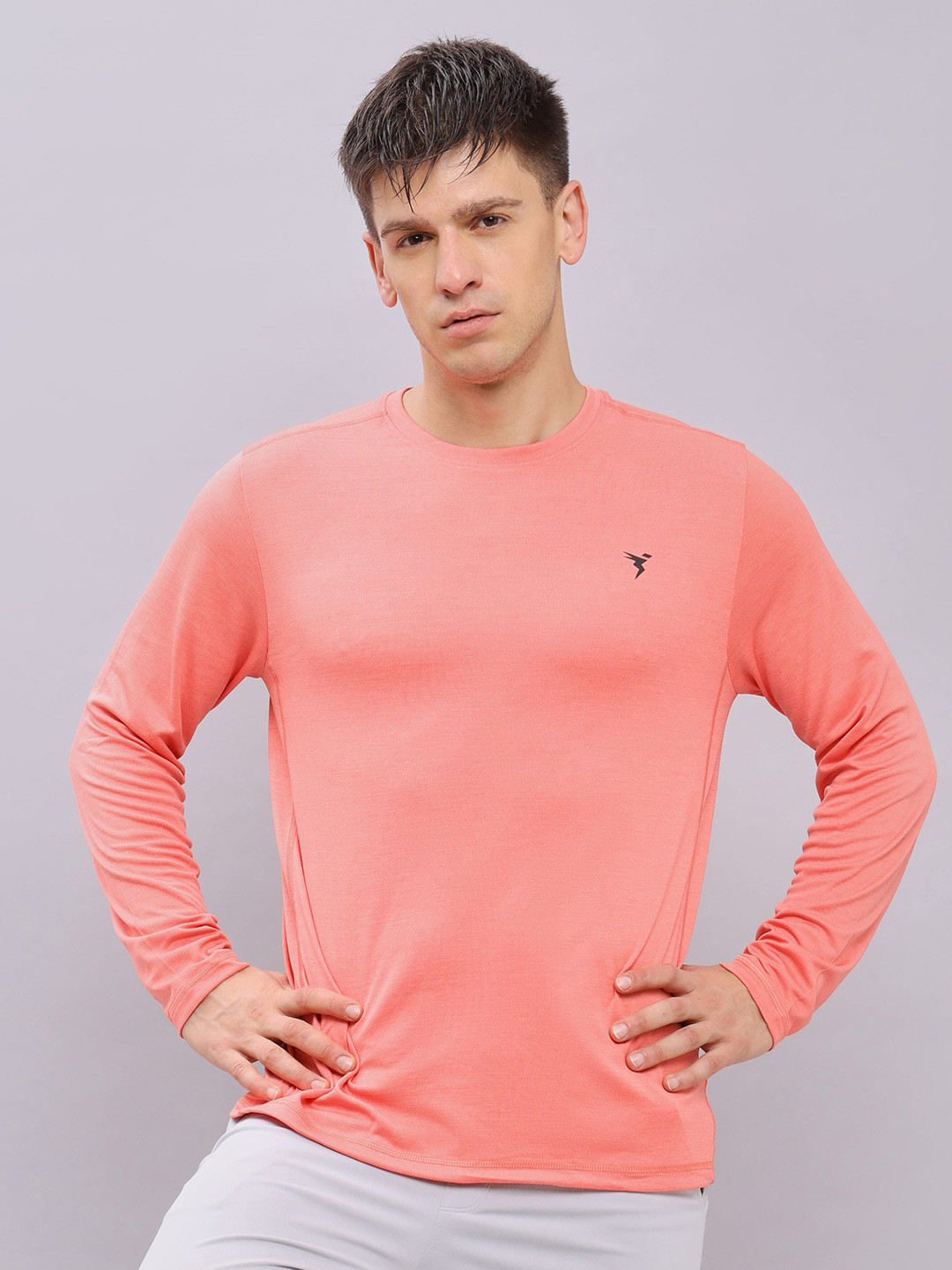 

Technosport Crew Neck Long Sleeves Antimicrobial Slim Fit Sports T-shirt, Coral
