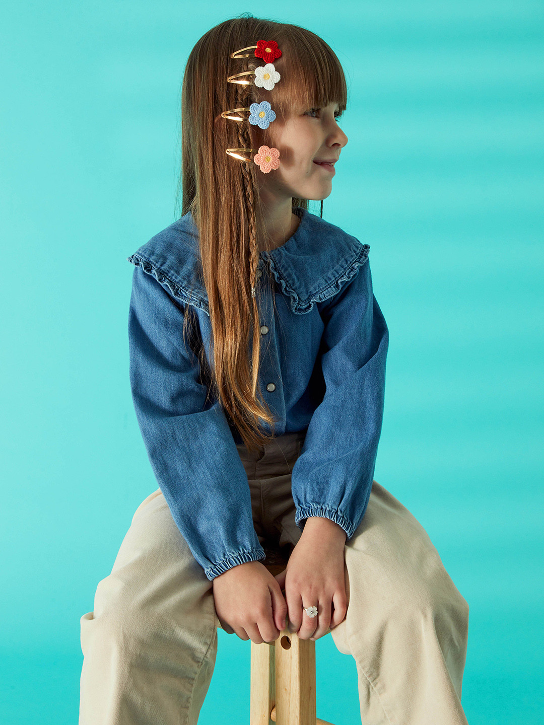 

Accessorize London Girls Set of 4 Flower Hair Clic Clacs, Blue