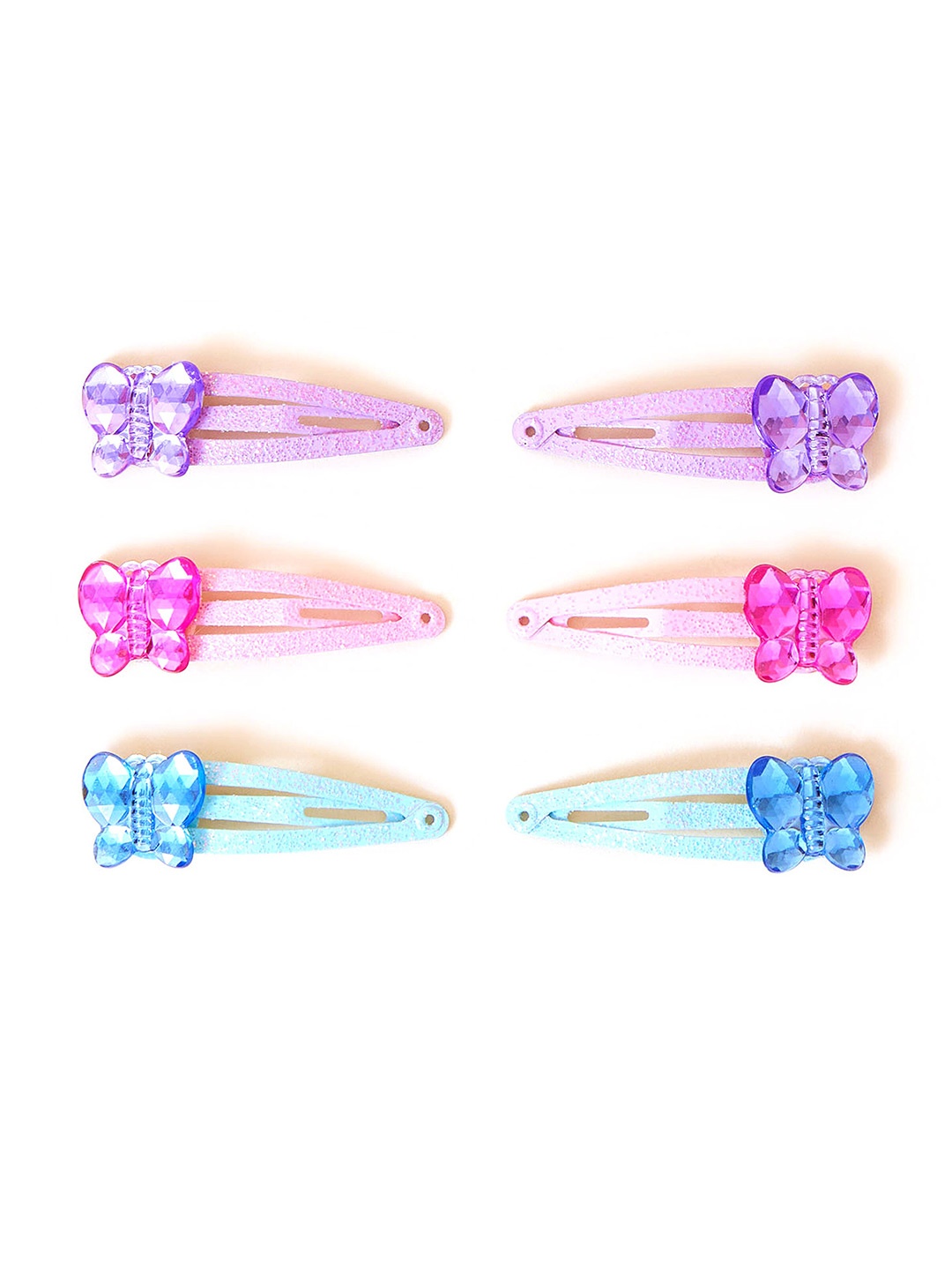 

Accessorize London Girls Set of 6 Butterfly Glitter Hair Clic Clacs, Blue