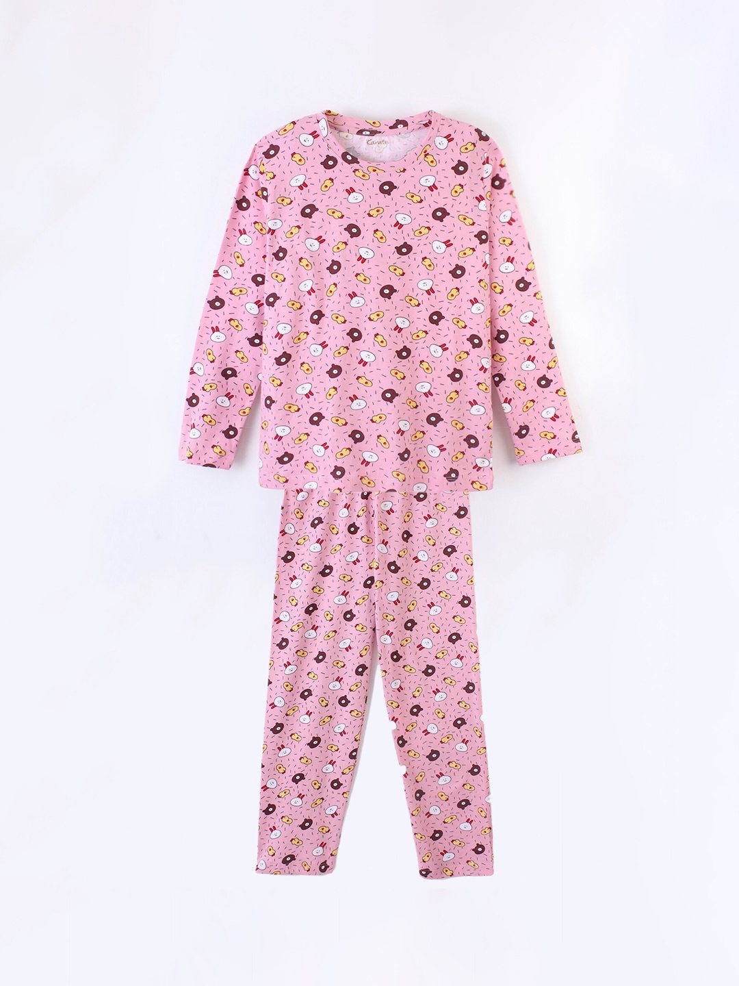 

Kanvin Boys Pink & Yellow Printed Night Suit