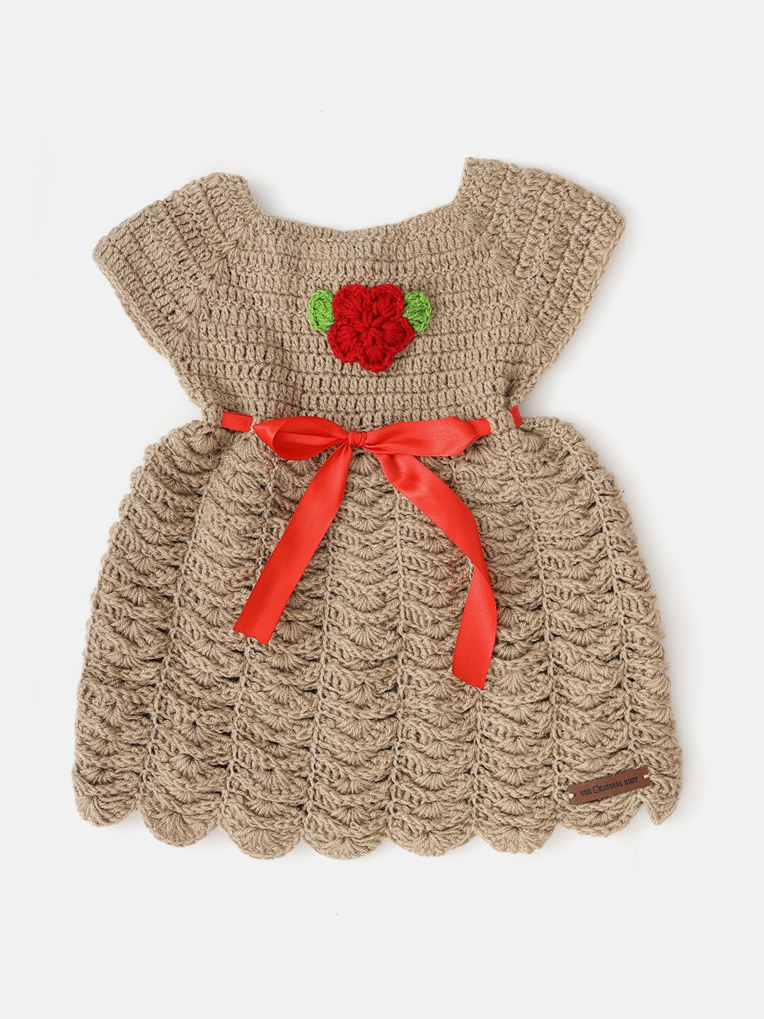 

The Original Knit Girls Self Design Fit & Flare Dress, Beige