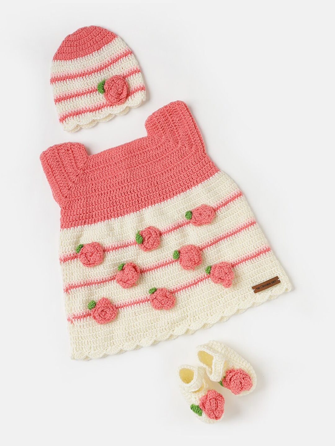 

The Original Knit Girls Pack Of 3 Self Design A-Line Dress, Pink