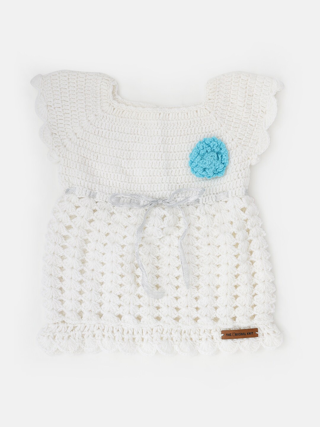 

The Original Knit Infant Girls Cap Sleeves Fit & Flare Dress, White