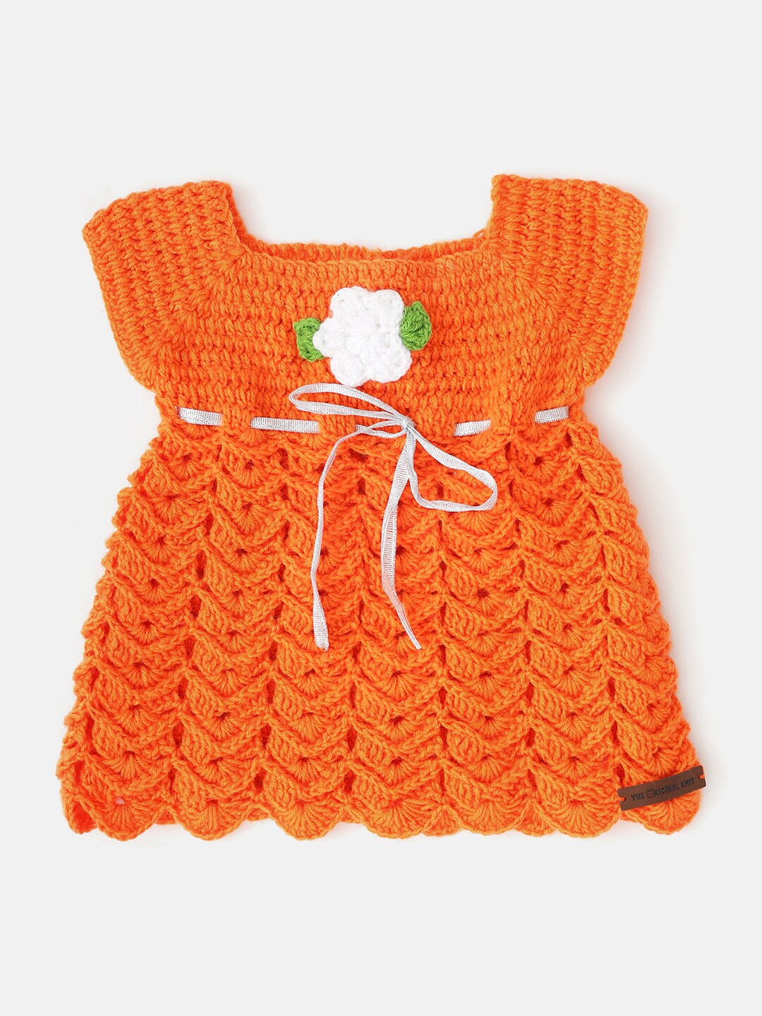 

The Original Knit Infant Girls Cap Sleeves Fit & Flare Dress, Orange