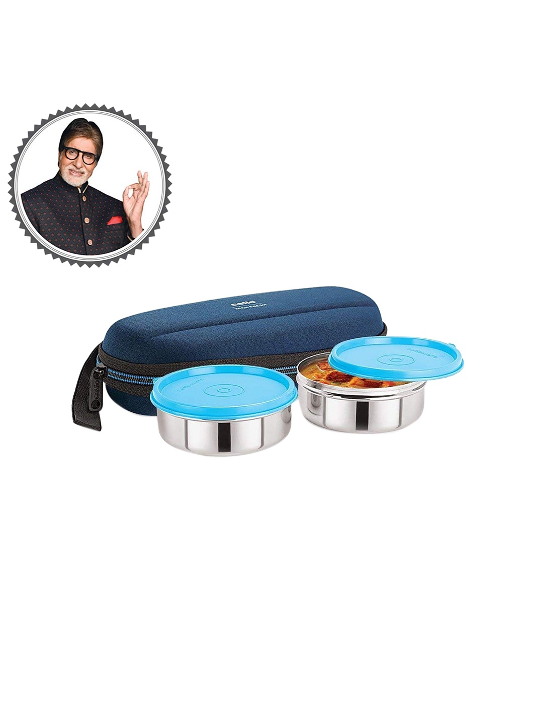 

Cello Super Set of 2 Blue Stainless Steel Lunch Box with Jacket- 350ml