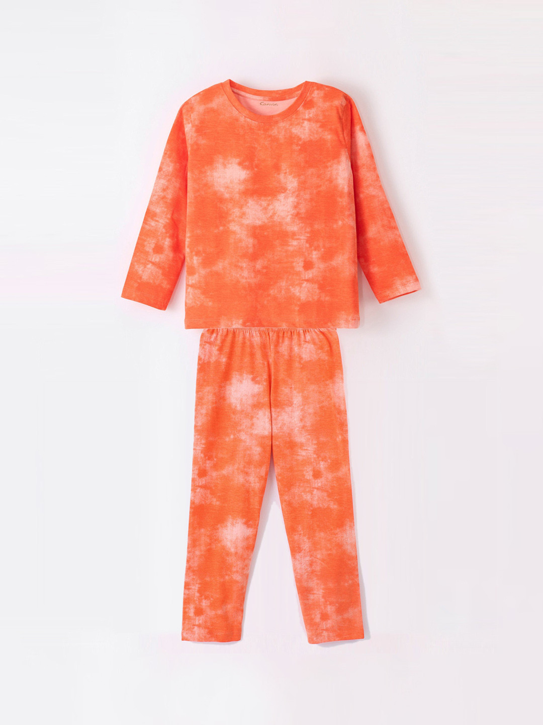 

Kanvin Girls Orange & White Printed Cotton Night Suit