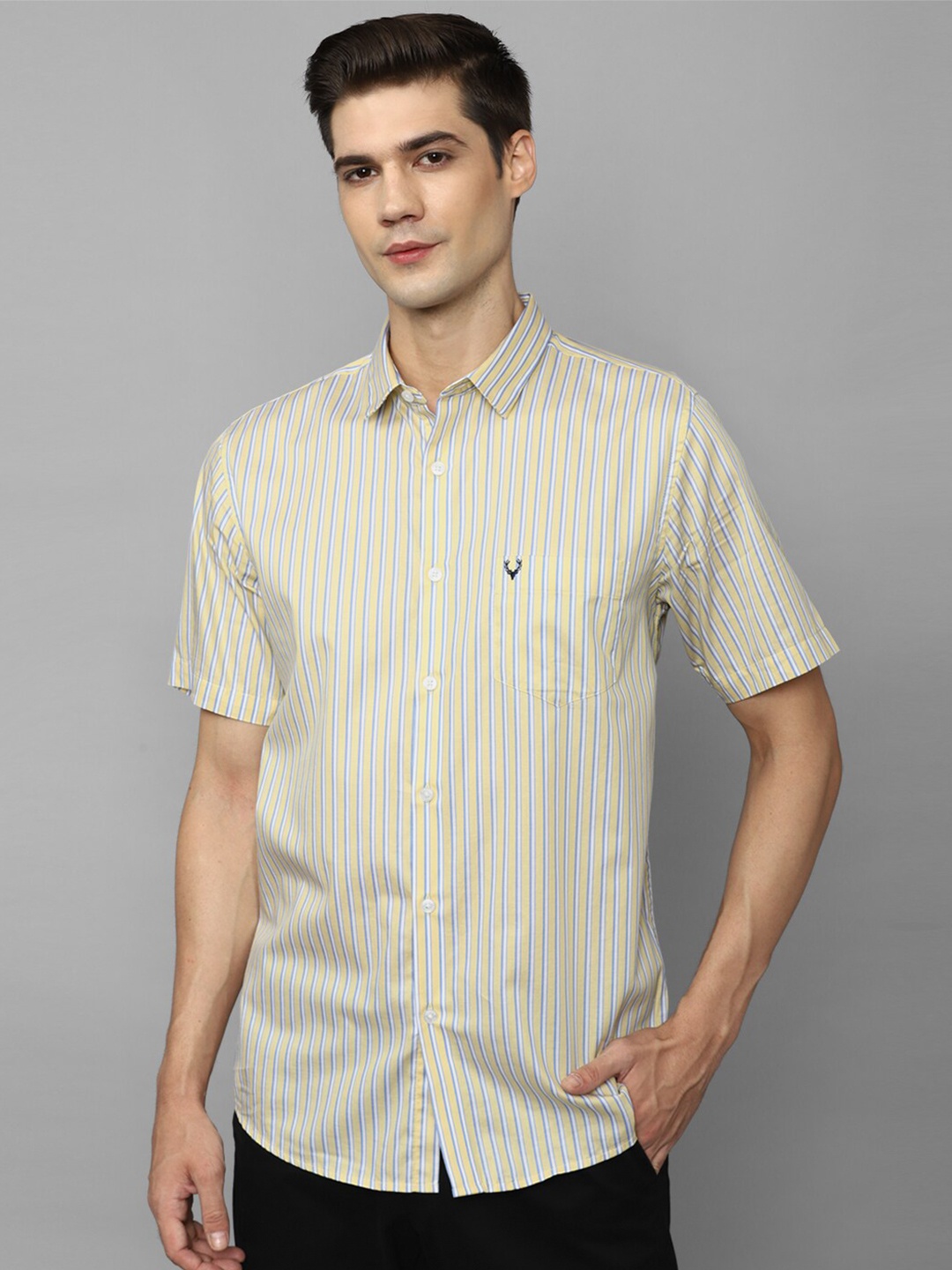 

Allen Solly Opaque Striped Pure Cotton Casual Shirt, Yellow
