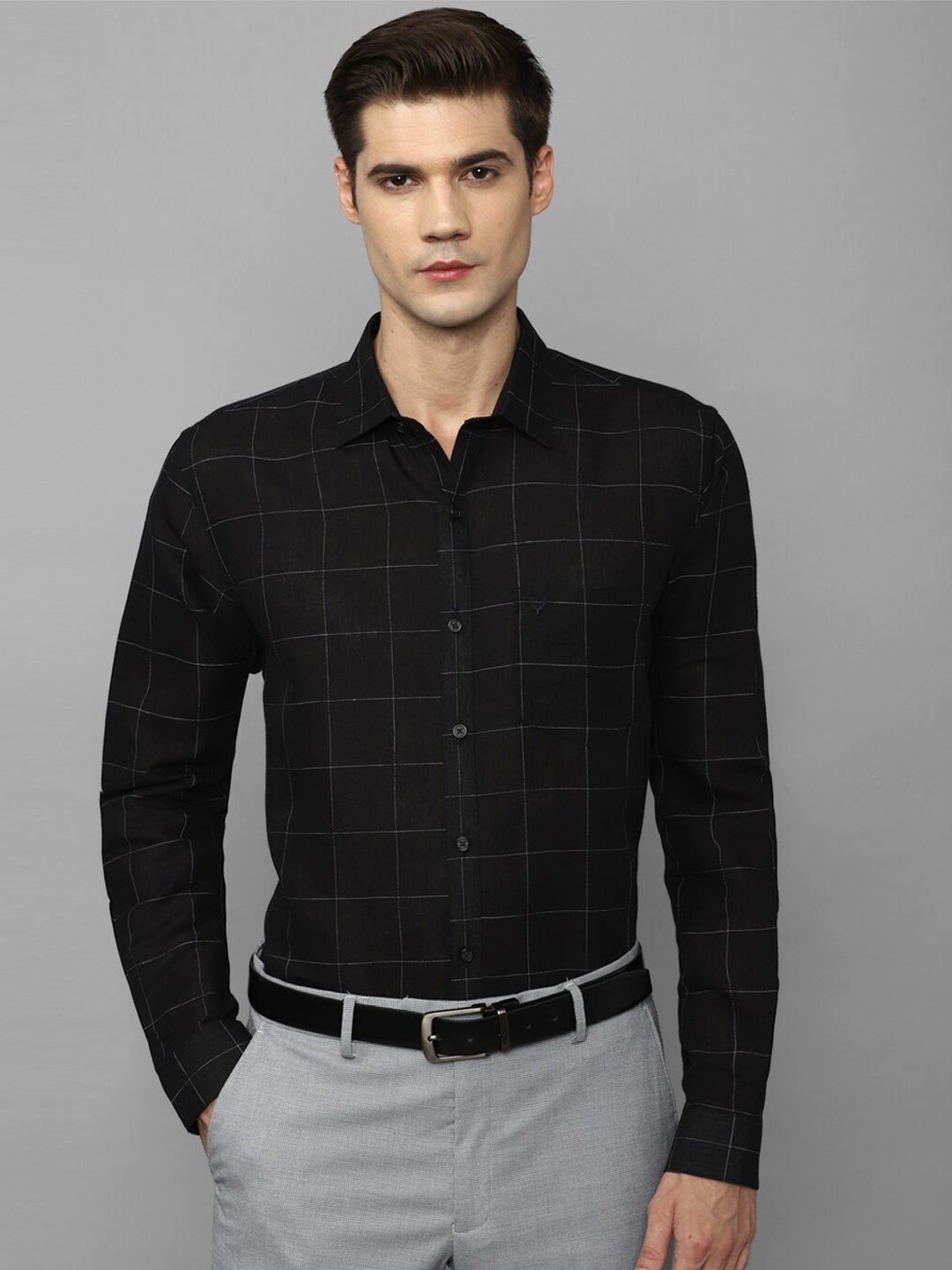 

Allen Solly Windowpane Checked Opaque Casual Shirt, Black