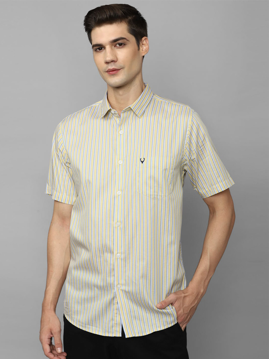 

Allen Solly Opaque Striped Pure Cotton Casual Shirt, Yellow