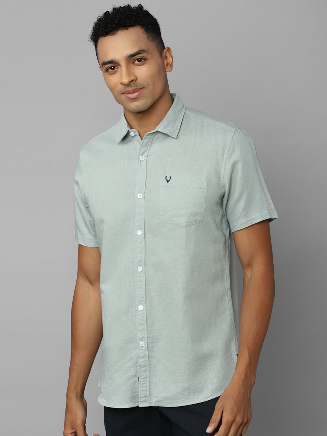 

Allen Solly Sport Opaque Linen Cotton Casual Shirt, Green