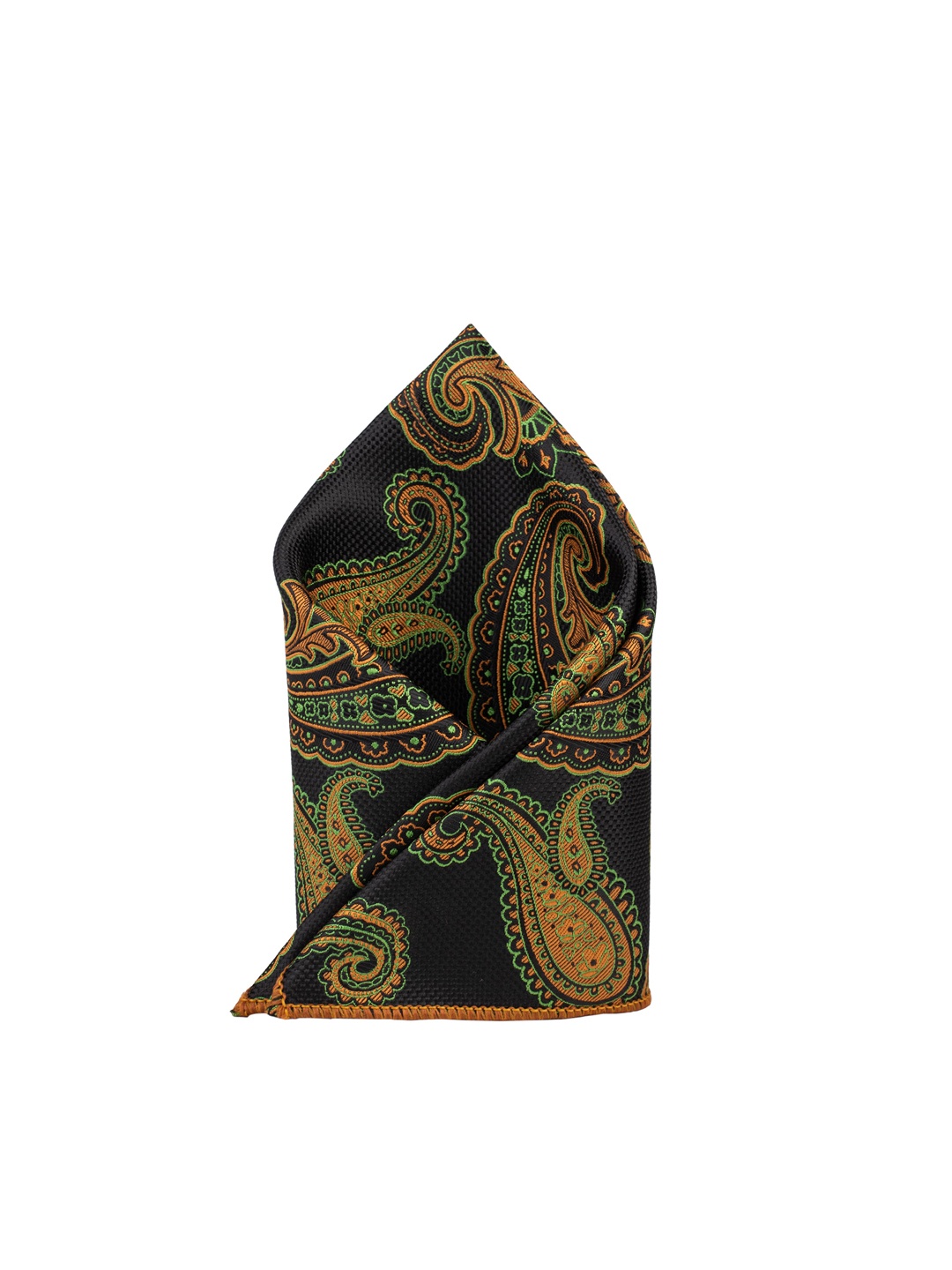 

The Tie Hub Men Paisley Printed Pocket Square, Black