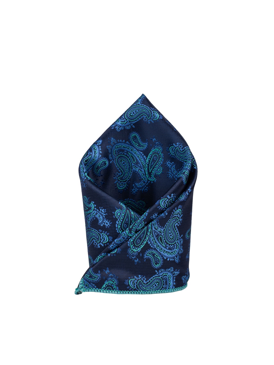 

The Tie Hub Men Paisley Printed Pocket Square, Navy blue