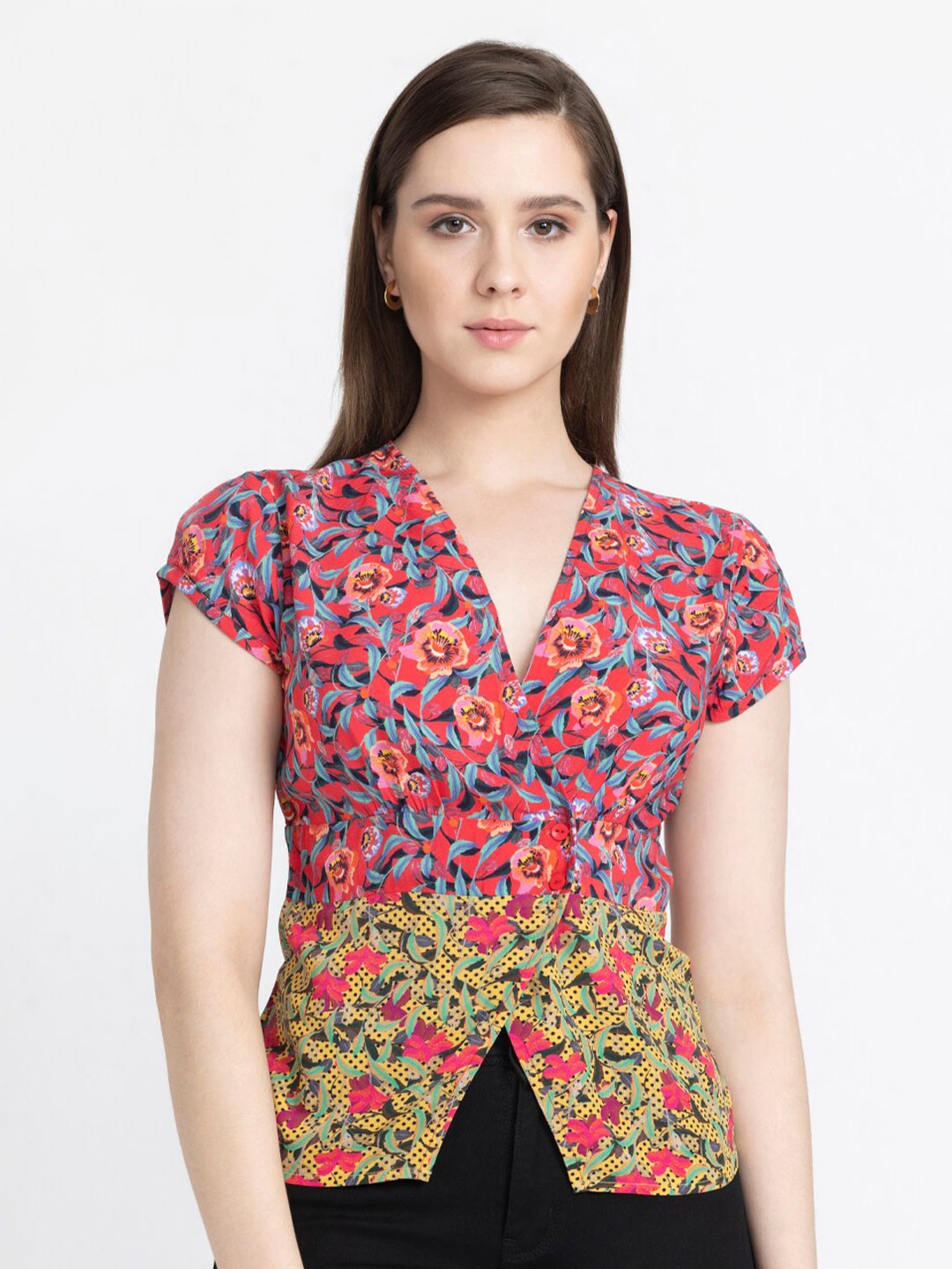 

SHAYE Floral Printed Puff Sleeves Top, Pink