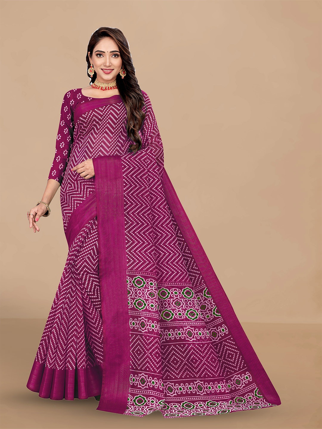 

Dori Bandhani Printed Zari Saree, Purple