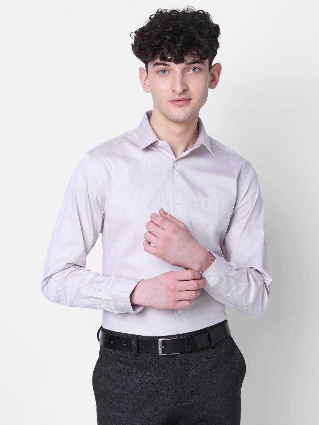 

J Hampstead Spread Collar Cotton Formal Shirt, Lavender