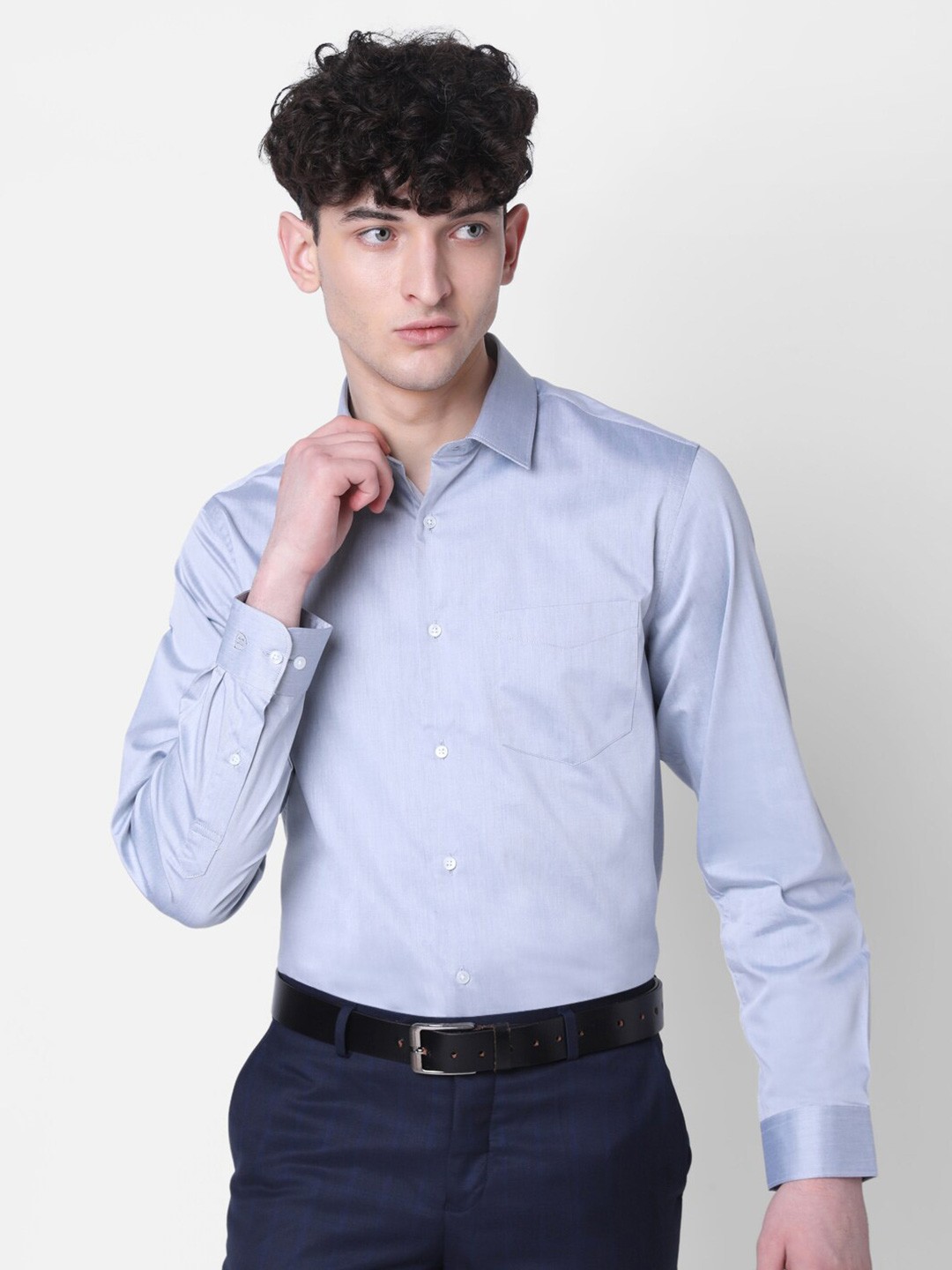 

J Hampstead Classic Slim Fit Cotton Formal Shirt, Blue